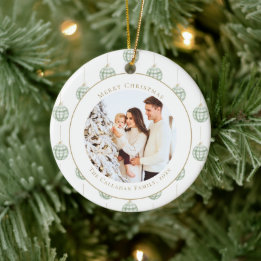 Décoration En Céramique Joli Vert En vichy Plaid Photo personnalisée Noël