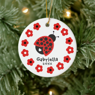 Décoration En Céramique Jolie fille coccinelle de Noël