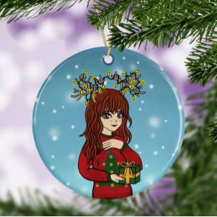 Décoration En Céramique Jolie Japonaise Anime Girl en céramique Arbre Déco