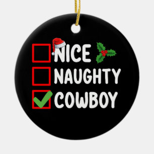 Décoration En Céramique Jolie liste de Noël de cow-boy gentil méchant vaca