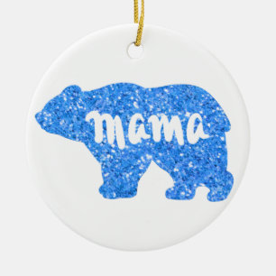 Décoration En Céramique Jolie maman ours bleu scintillant design pour elle
