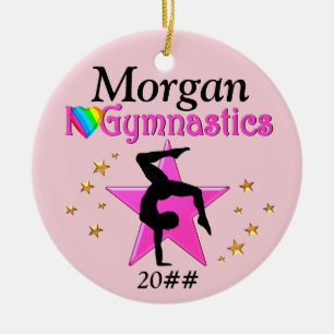 DÉCORATION EN CÉRAMIQUE JOLIE ROSE J'AIME LA GYMNASTIQUE PERSONNALISER ORN