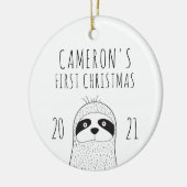 Décoration En Céramique Jolie Sloth Babys Premier Noël Noir Blanc (Gauche)