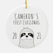 Décoration En Céramique Jolie Sloth Babys Premier Noël Noir Blanc (Dos)