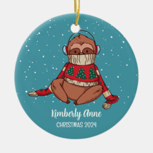Décoration En Céramique Jolie Sloth Noël Animal Neige Vacances d'hiver