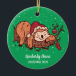 Décoration En Céramique Jolie Sloth Noël Animal Snowy Vacances d'hiver<br><div class="desc">Belle caricature animale pour enfants et enfants. Parfait pour la première fête de Noël en famille. Vous pouvez customiser le texte pour n'importe quelle occasion.</div>
