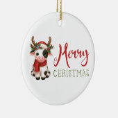 Décoration En Céramique Jolie vache de Noël mignonne (Droite)