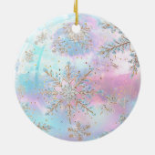 Décoration En Céramique Jolies pastels Gold Snowflakes Joyeux Noël (Dos)
