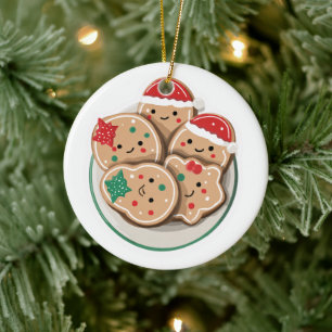 Décoration En Céramique Jolis biscuits de Noël sur une assiette – Vacances