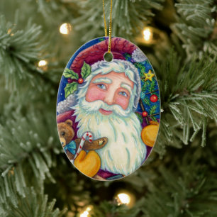 DÉCORATION EN CÉRAMIQUE JOLLY ST NICK & NOUNOURS, VIEUX NOËL MODE