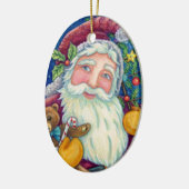 DÉCORATION EN CÉRAMIQUE JOLLY ST NICK & NOUNOURS, VIEUX NOËL MODE (Gauche)