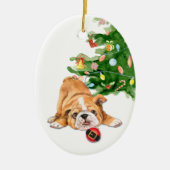 Décoration En Céramique Jouer Bulldog Chiot Père Noël Bulb Noël (Devant)