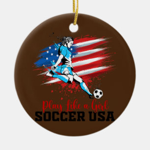 Décoration En Céramique Jouer comme une fille USA Football Team Drapeau am