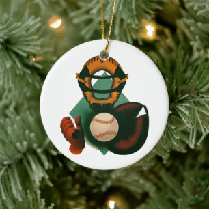 Décoration En Céramique Joueur de baseball vintage, Catcher avec Mitt