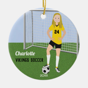 Décoration En Céramique Joueur de football blond en jaune et noir