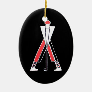DÉCORATION EN CÉRAMIQUE JOUEUR DE GOLF, GOLFER NOIR, ROUGE RUBY MONOGRAM