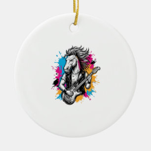 Décoration En Céramique Joueur de guitare à cheval T-Shirt avec gravure vi