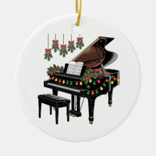 Décoration En Céramique Joueur de piano Éclairage de Noël Santa en train d