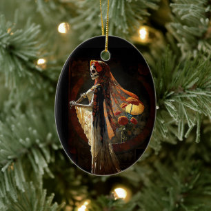 Décoration En Céramique Jour de la mort Skeleton Goth Noël esthétique