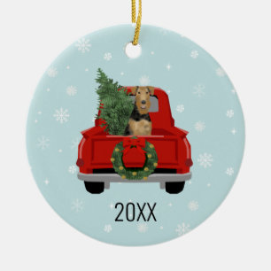 Décoration En Céramique Jour de Noël du chien de garde d'Airedale Terrier