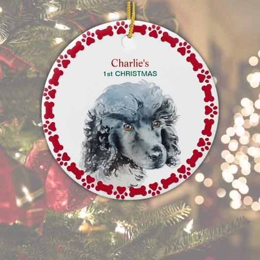 Décoration En Céramique Jour de Noël personnalisé de caniche miniature