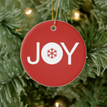 Joy Noël Ornament en céramique rouge