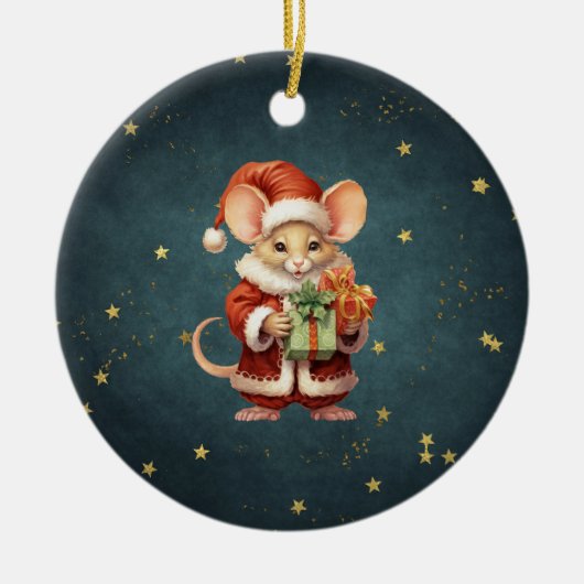 Décoration En Céramique Joyeuse souris Noël (Devant)
