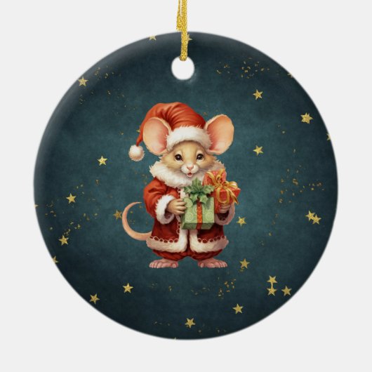 Décoration En Céramique Joyeuse souris Noël (Dos)
