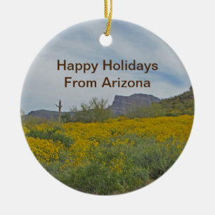 Décoration En Céramique Joyeuses Fêtes Désert Fleur Sauvage Arizona Noël
