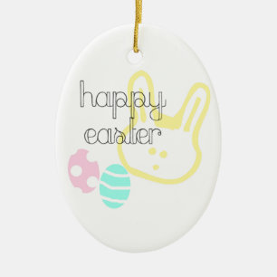 Décoration En Céramique joyeuses pâques oeufs pastel lapin