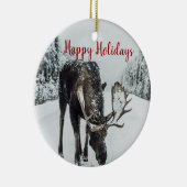 Décoration En Céramique Joyeuses Vacances Moose En Noël D'Hiver (Droite)