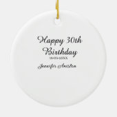 Décoration En Céramique Joyeux 30e anniversaire ajouter nom date élégant s (Dos)