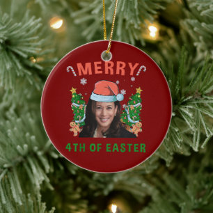 Décoration En Céramique Joyeux 4 ème de Pâques Funny Kamala Harris Noël
