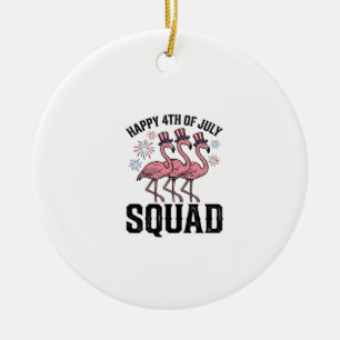 Décoration En Céramique Joyeux 4 juillet Flamingo Squad Vector Design_1