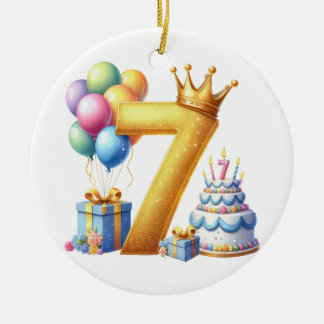 Décoration En Céramique Joyeux 7ème Anniversaire