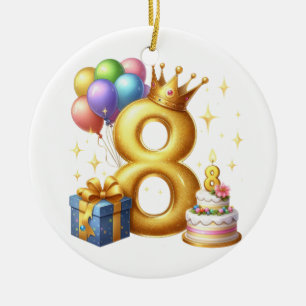Décoration En Céramique Joyeux 8ème Anniversaire