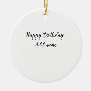Décoration En Céramique Joyeux anniversaire ajouter nom titre simple minim