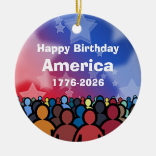 Décoration En Céramique Joyeux Anniversaire Amérique 1776 à 2026