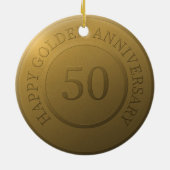 Décoration En Céramique Joyeux anniversaire de mariage d'or (Dos)