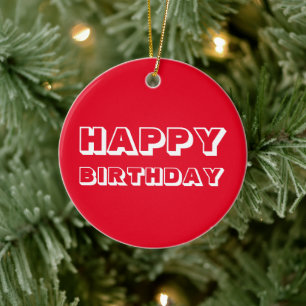 Décoration En Céramique Joyeux anniversaire, Rouge blanc moderne audacieux
