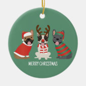 Décoration En Céramique Joyeux Buldogs français de Noël (Devant)