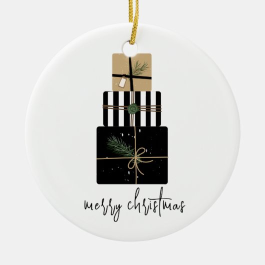 Décoration En Céramique Joyeux cadeau de Noël moderne vacances (Devant)