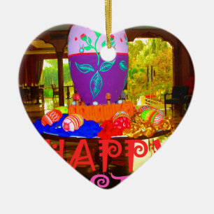 Décoration En Céramique Joyeux Centre d'Oeufs de Pâques pour le printemps