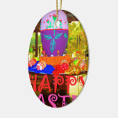 Décoration En Céramique Joyeux Centre d'Oeufs de Pâques pour le printemps (Gauche)