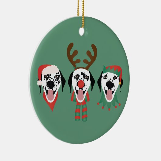 Décoration En Céramique Joyeux Chiens Dalmatiens de Noël (Droite)