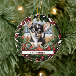 Décoration En Céramique Joyeux Chihuahua Noir Chihuahua Chiot Personnalisé