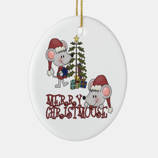 Décoration En Céramique Joyeux Christmouse avec l'arbre (Droite)