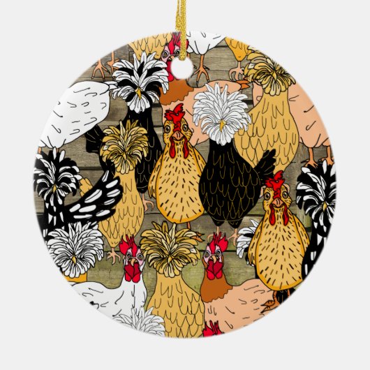 Décoration En Céramique Joyeux Cluckin' Noël Drôle poulet (Dos)