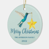Décoration En Céramique Joyeux colibri de Noël personnalisé et étoile (Gauche)