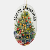 Décoration En Céramique Joyeux coq de Noël avec arbre de Noël (Droite)